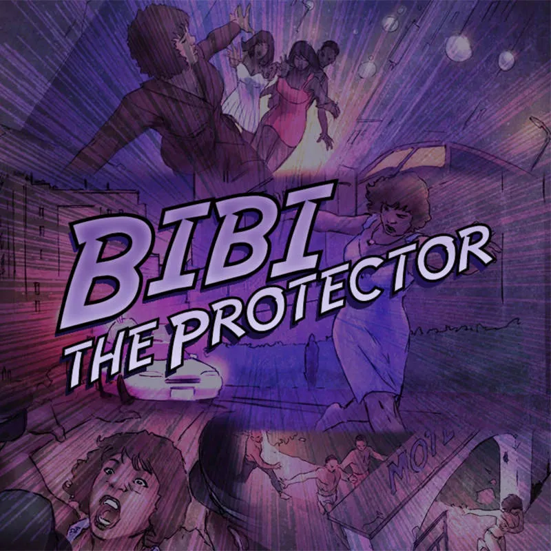 Comic book cover art for Bibi the Protector, one of the Female Superheroes stories