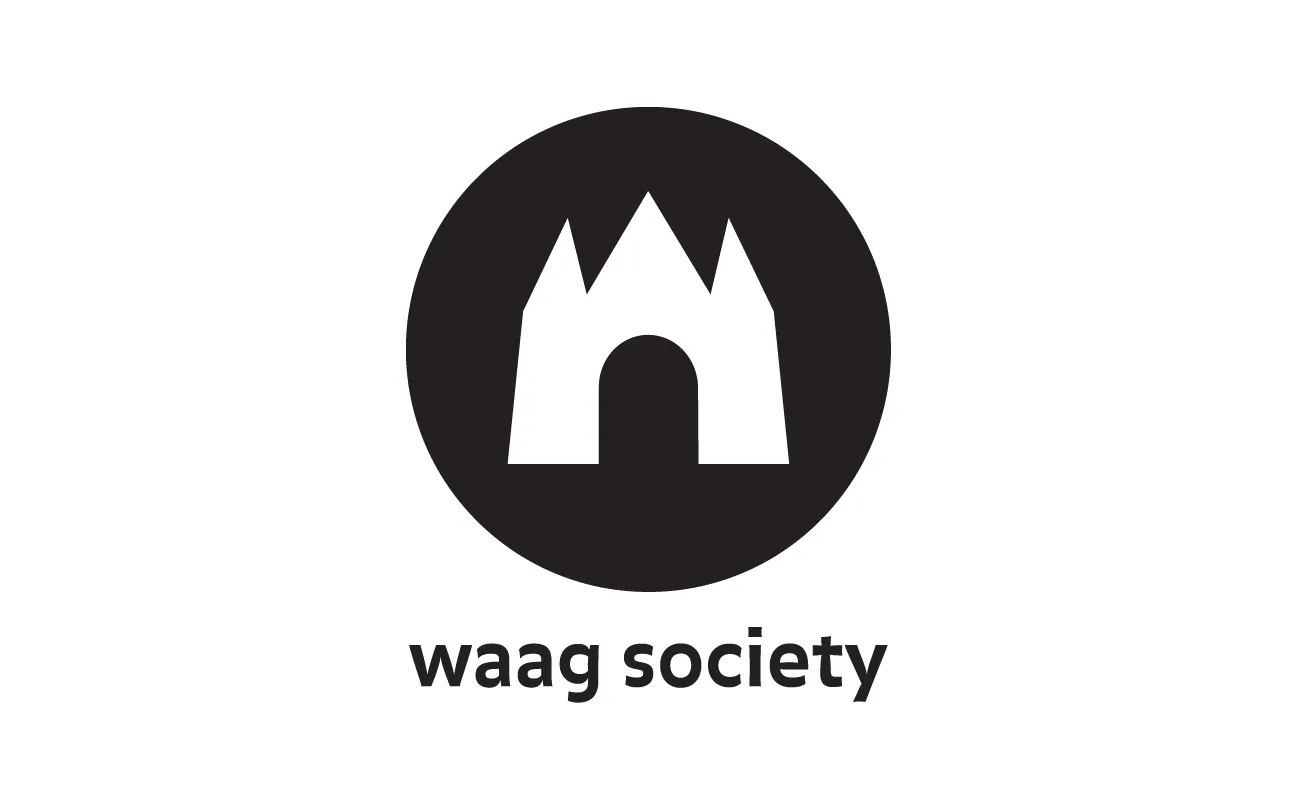 The Waag Society logo, the Waag building in a black circle
